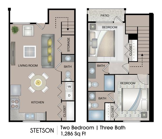 Two Bed, Two and A Half Bath