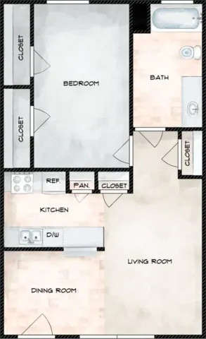 ONE BEDROOM FLOORPLAN