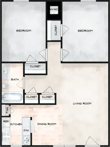 TWO BEDROOM FLOORPLAN