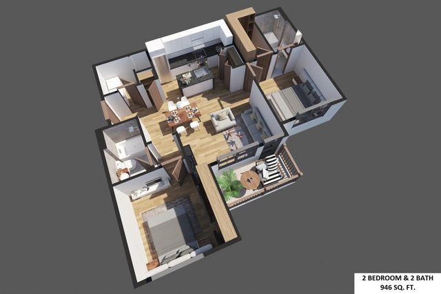 2 Bedroom x 2 Bathroom with washer and dryer, large walk in closet, custom built kitchen