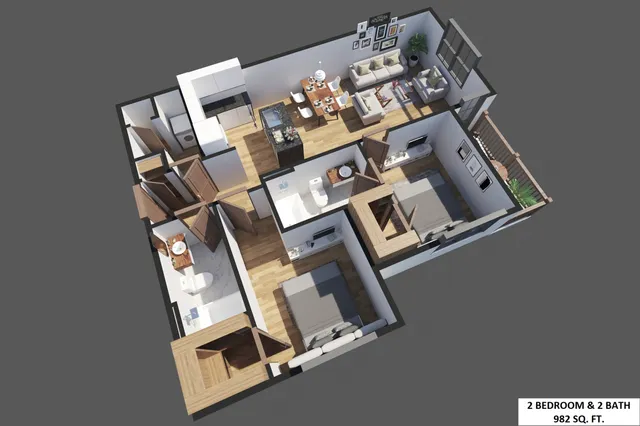2 Bedroom x 2 Bathroom with washer and dryer, large walk in closet, custom built kitchen