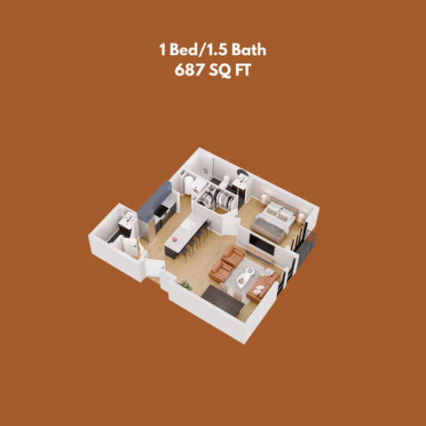1bed/1.5bath