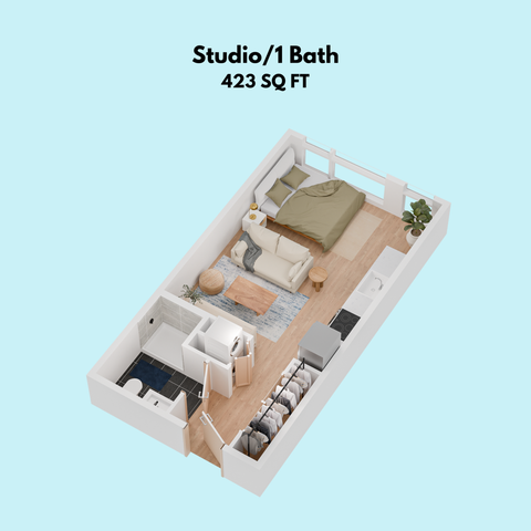 Studio/1 Bath