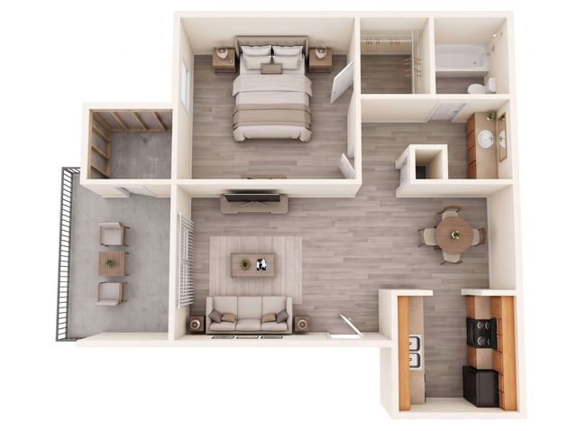 1-bed floorplan (dollhouse)