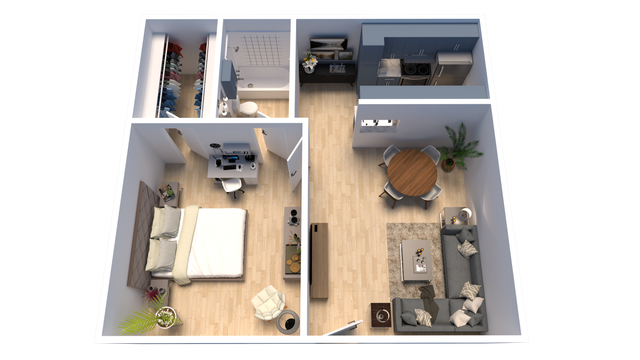 1 Bedroom- Red