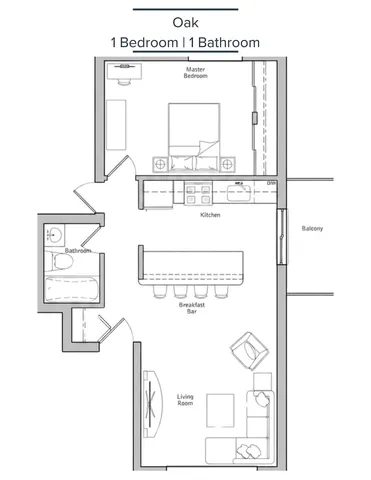 Oak (1BD,1BA)