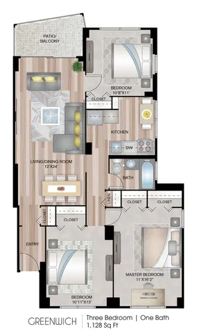 Three Bedroom Floor Plan