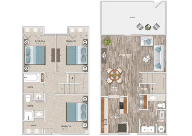 Three Bedroom Townhome