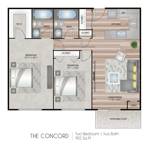 2 Bed, 2 Bath Affordable Unit