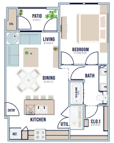A1 1x1 floor plan