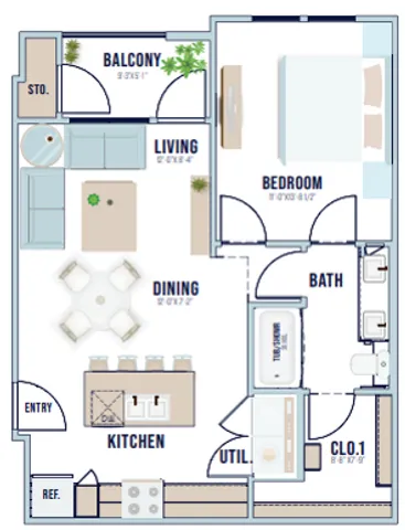 A2 1x1 floor plan