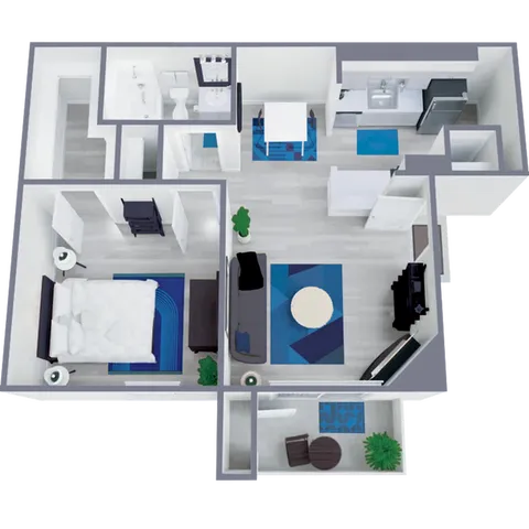 A1 Classic floor plan featuring 1 bedroom 1 bathroom