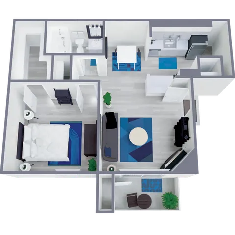 A1 Upgraded floor plan featuring 1 bedroom 1 bathroom