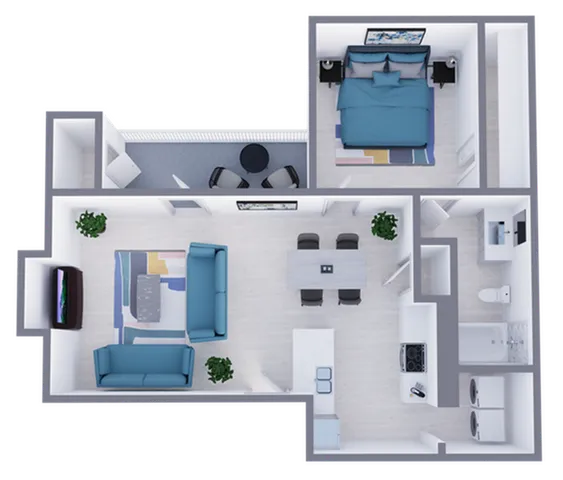 A3 Renovated floor plan featuring 1 bedroom 1 bathroom