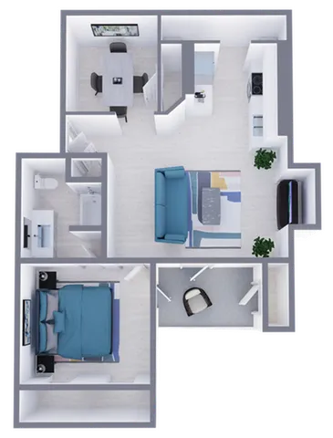 A4 Classic floor plan featuring 1 bedroom 1 bathroom