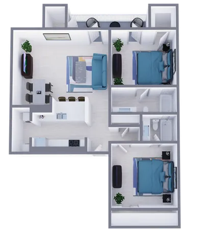 B2 Upgraded floor plan featuring 2 bedrooms 2 bathrooms