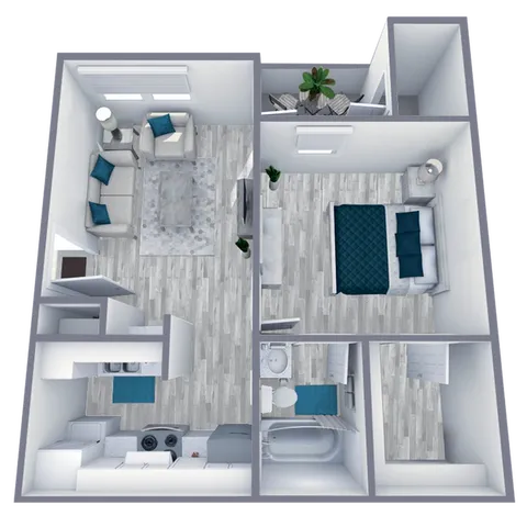 A1 Classic floor plan featuring 1 bedroom 1 bathroom