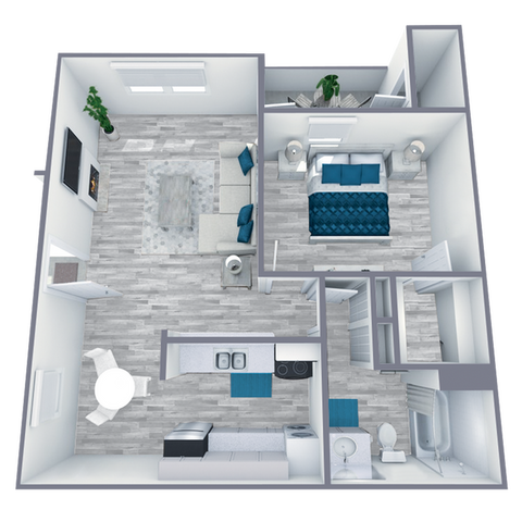 A2 Upgraded floor plan featuring 1 bedroom 1 bathroom