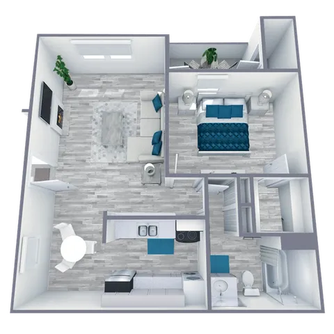 A3 Classic floor plan featuring 1 bedroom 1 bathroom