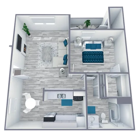 A3 Upgraded floor plan featuring 1 bedroom 1 bathroom