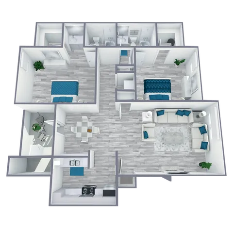 B2 Upgraded floor plan featuring 2 bedrooms 2 bathrooms