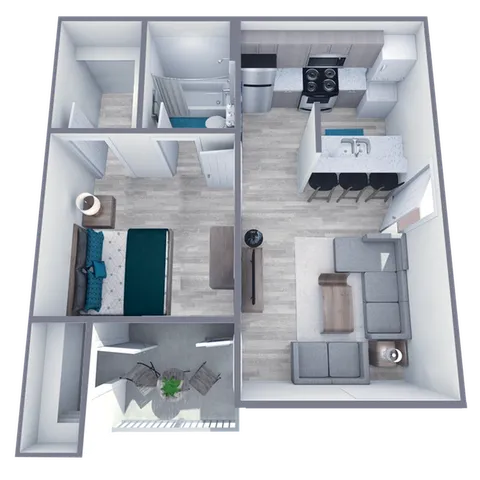 A1 Renovated floor plan featuring 1 bedroom 1 bathroom