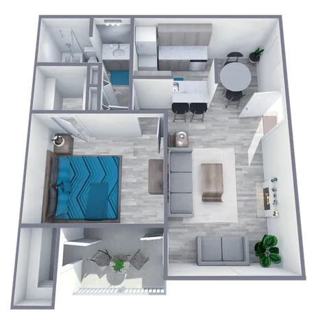 A2 Classic floor plan featuring 1 bedroom 1 bathroom