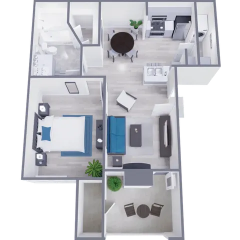 A1 Classic floor plan featuring 1 bedroom 1 bathroom