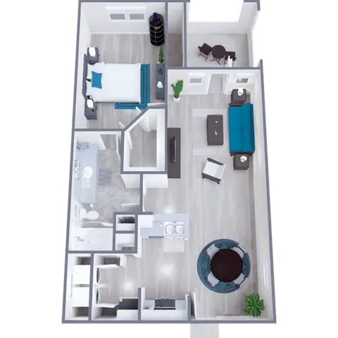 A2 Classic floor plan featuring 1 bedroom 1 bathroom