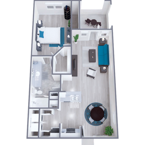 A2 Renovated floor plan featuring 1 bedroom 1 bathroom