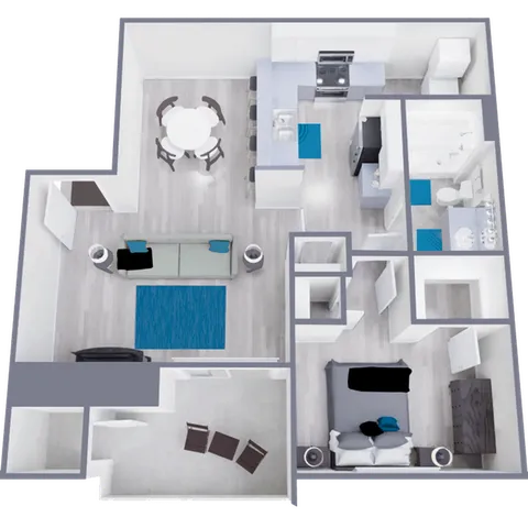 A2 Upgraded floor plan featuring 1 bedroom 1 bathroom