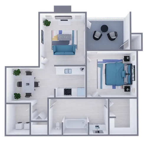 A1 Renovated floor plan featuring 1 bedroom 1 bathroom