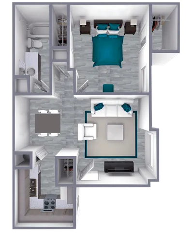 A1 Upgraded floor plan featuring 1 bedroom 1 bathroom