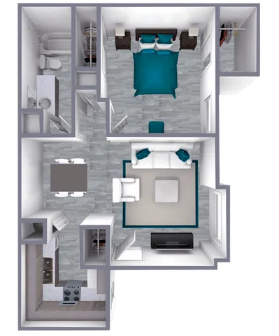 A1 Renovated floor plan featuring 1 bedroom 1 bathroom