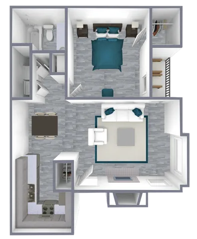 A1 Upgraded floor plan featuring 1 bedroom 1 bathroom