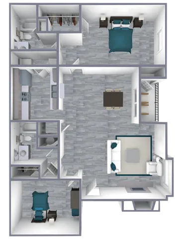 B2 Upgraded floor plan featuring 2 bedrooms 2 bathrooms