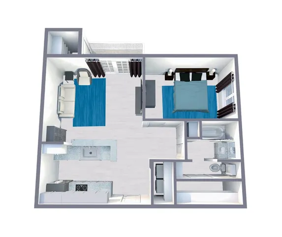 A1 Classic floor plan featuring 1 bedroom 1 bathroom