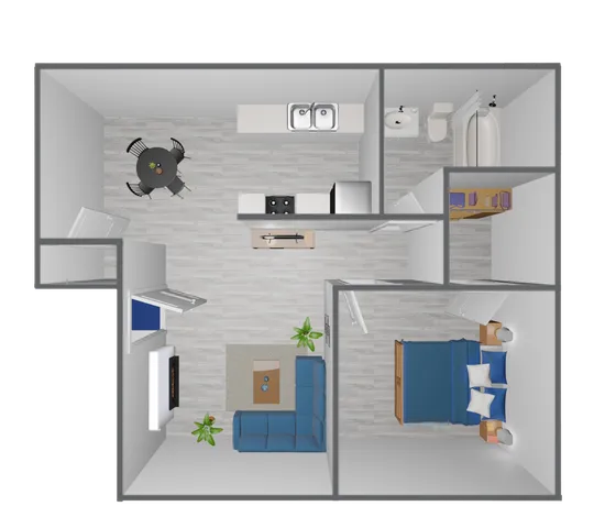 A2 Classic floor plan featuring 1 bedroom 1 bathroom