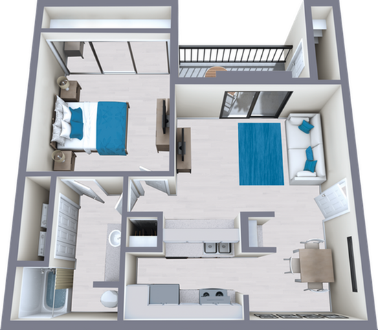A1 Classic floor plan featuring 1 bedroom 1 bathrooms
