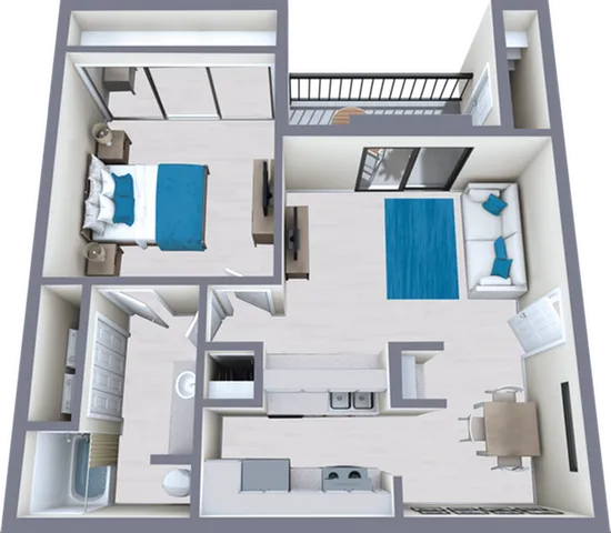 A1 Renovated floor plan featuring 1 bedroom 1 bathrooms