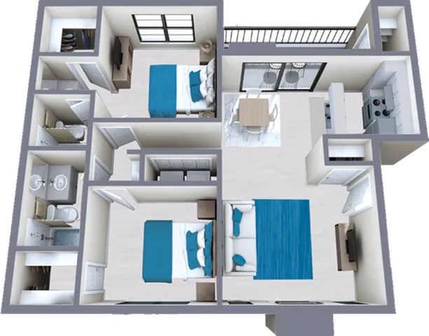 B2 Upgraded floor plan featuring 2 bedrooms 2 bathrooms