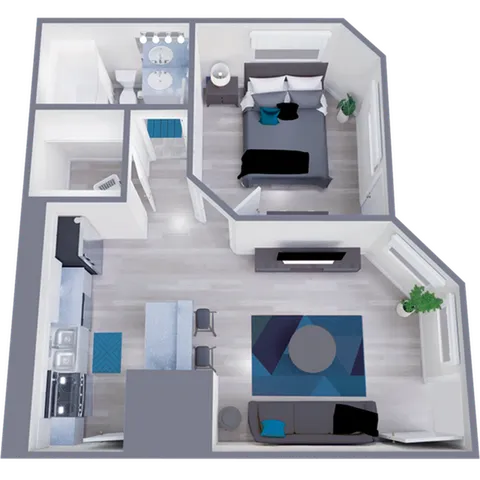 A1 Classic floor plan featuring 1 bedroom 1 bathroom