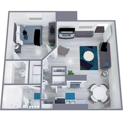 A2 Renovated floor plan featuring 1 bedroom 1 bathroom