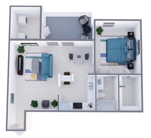 A4 Classic floor plan featuring 1 bedroom 1 bathroom