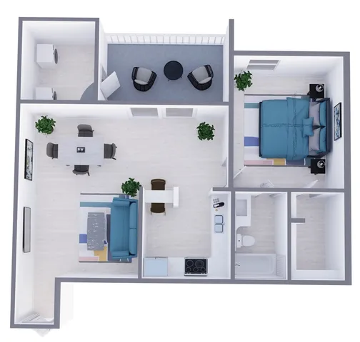 A5 Renovated floor plan featuring 1 bedroom 1 bathroom