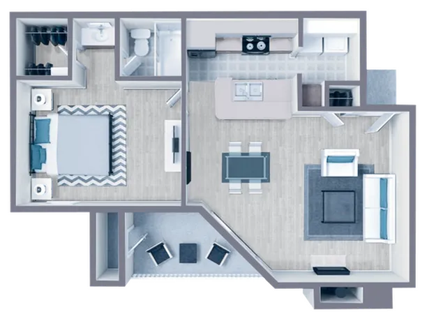 A2 Renovated floor plan featuring 1 bedroom 1 bathroom
