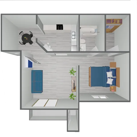 A1 Renovated floor plan featuring 1 bedroom 1 bathroom