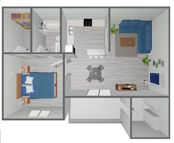 A2 Renovated floor plan featuring 1 bedroom 1 bathroom