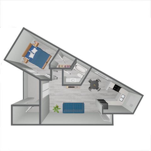 A3 Classic floor plan featuring 1 bedroom 1 bathroom