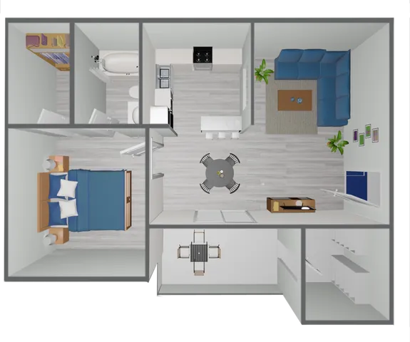 A4 Platinum floor plan featuring 1 bedroom 1 bathroom